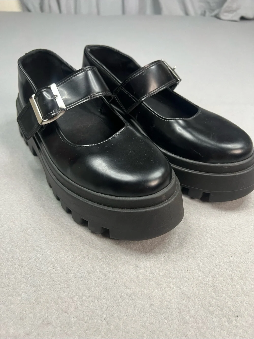 ASOS DESIGN Matchstick chunky mary jane flat shoes in black size 6